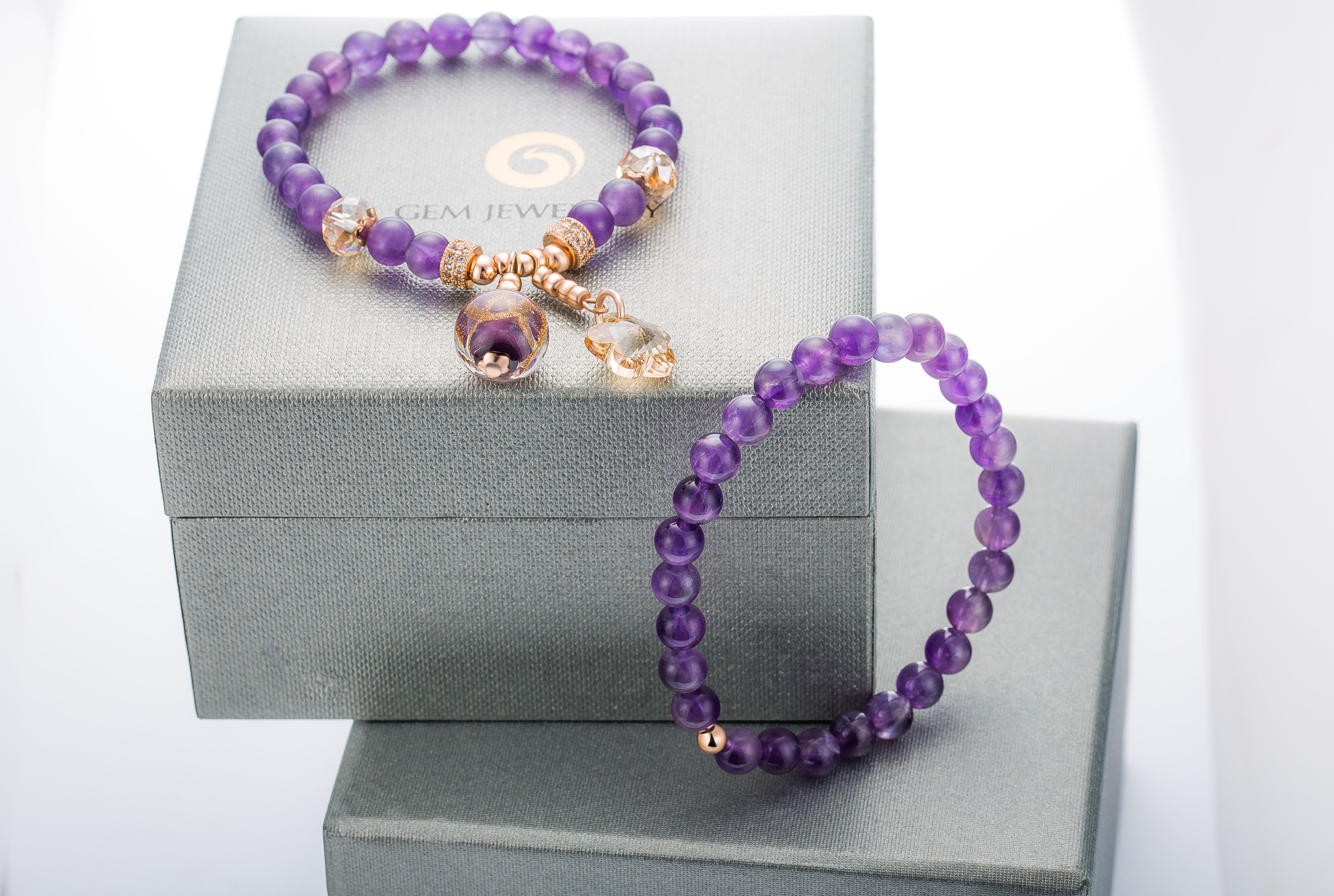 Charm Elegant Purple Glass Quality Beads Bracelets Women Jewelry Birthday Present Gift High Quality 