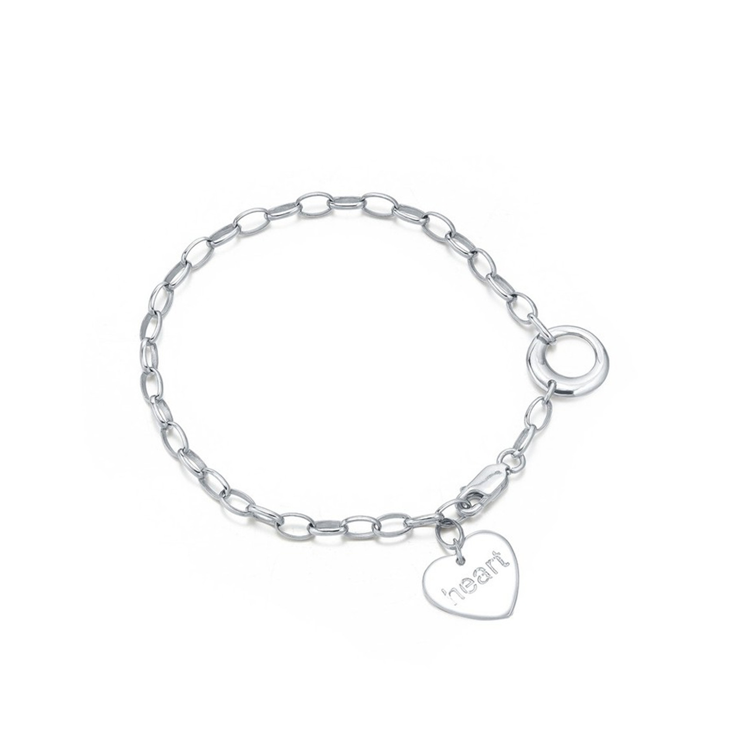 Personalzied women jewelry heart pendant S925 sterling silver bracelet bangles chain bracelets