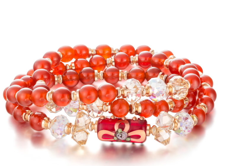 Ladies Jewelry Glass Gem Charm Bracelet Healing Stone Red Agate Bead Bracelet