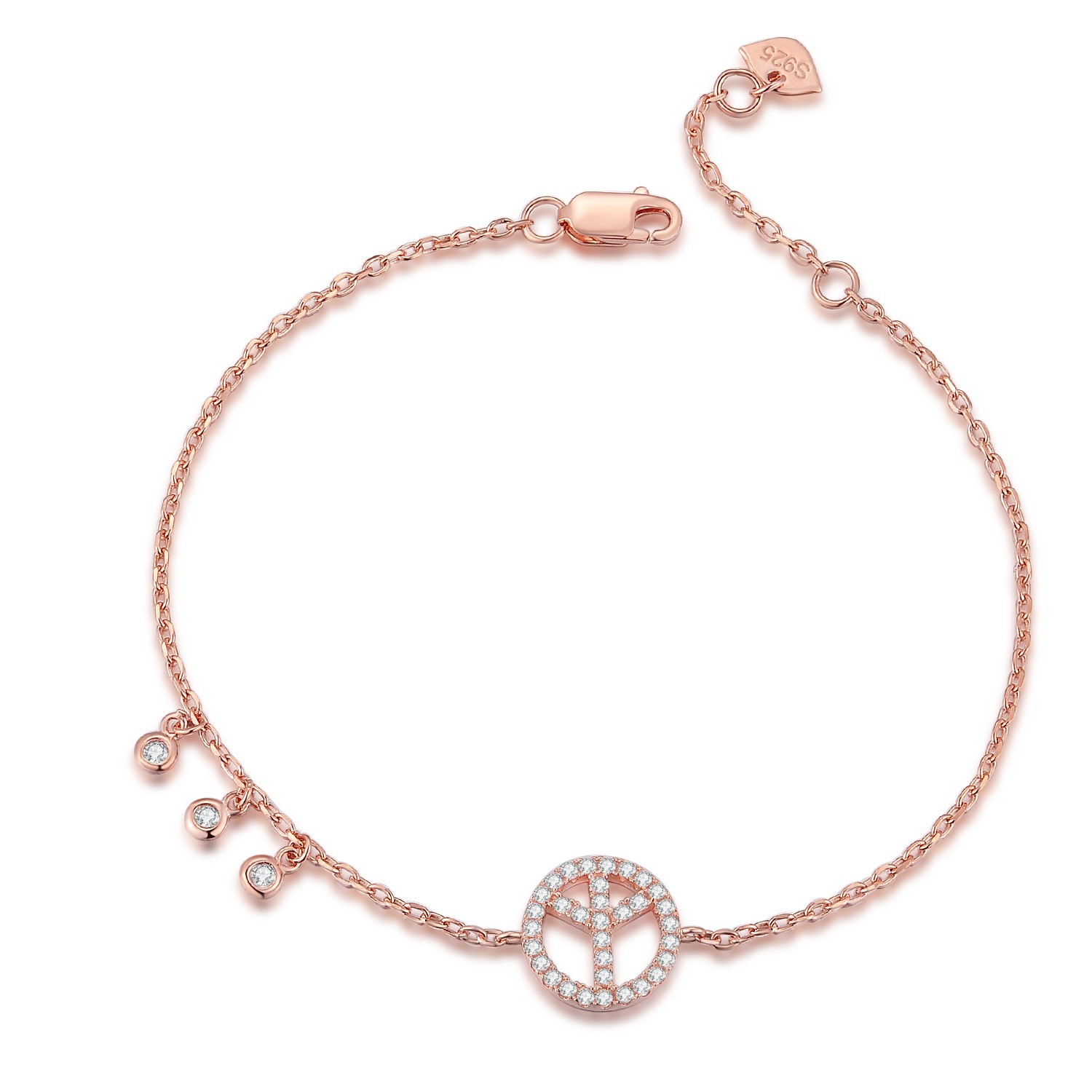  925 sterling silver rose gold tree bracelet cubic zirconia pendant custom charm women