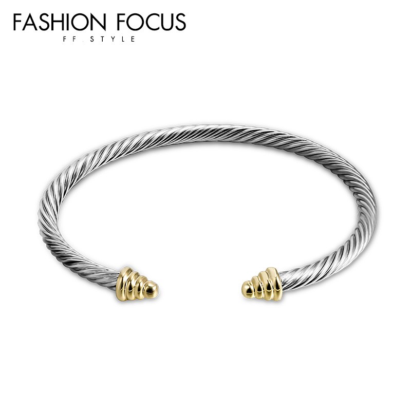 Simple brass bracelet jewelry designer cuff personality geometric cable opening bracelet