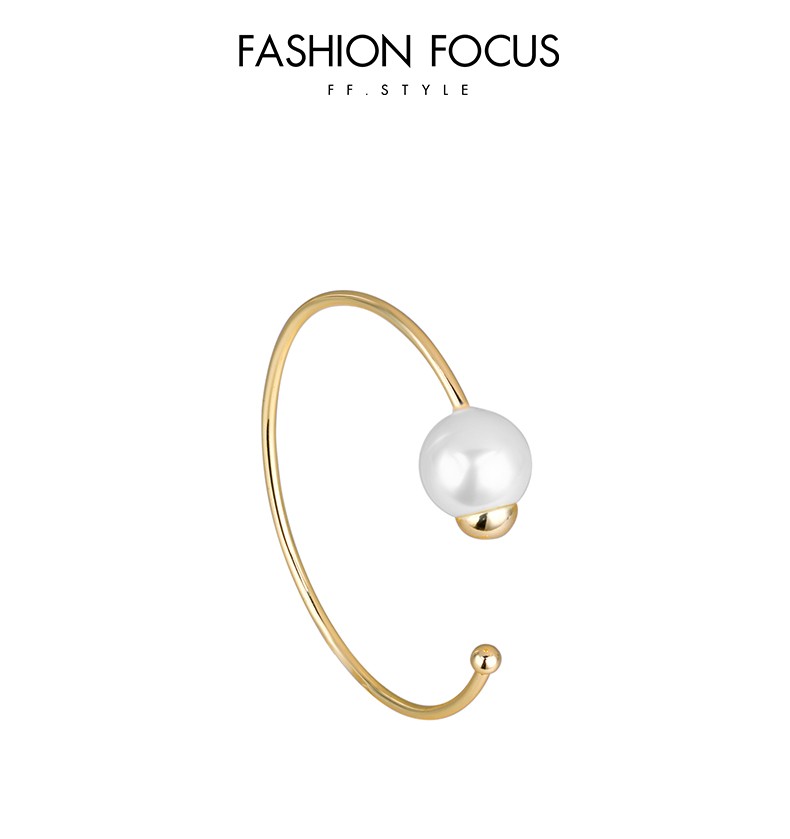 Fashion wholesale brass 14K gold-plated jewelry bracelet with adjustable open-cuff pearl bracelet