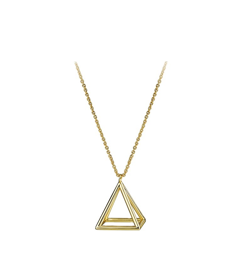 Manufacturer Fashion Charm triangle 14K Gold Plated Brass Necklaces Hollow Unique Women 