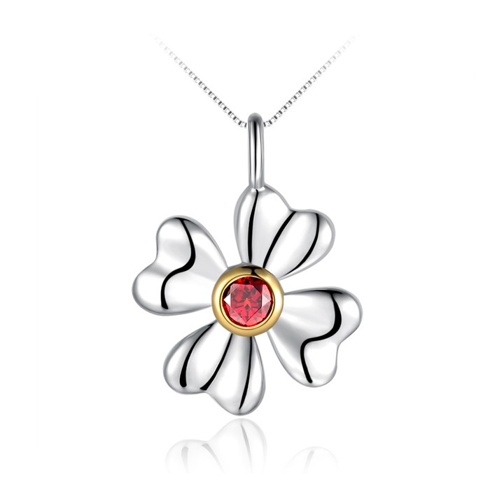 Popular simple  925 Sterling Silver Four Leaf Clover flower Pendant Necklace jewelry
