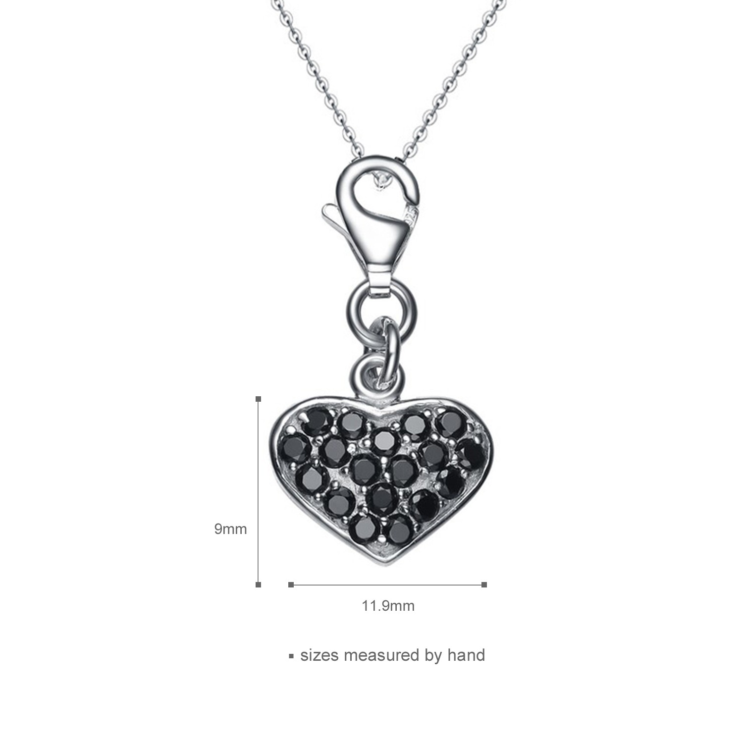 Jewelry Manufacturer Necklace Women 925 Sterling Silver Black Cubic Zirconia Heart Pendant Necklace