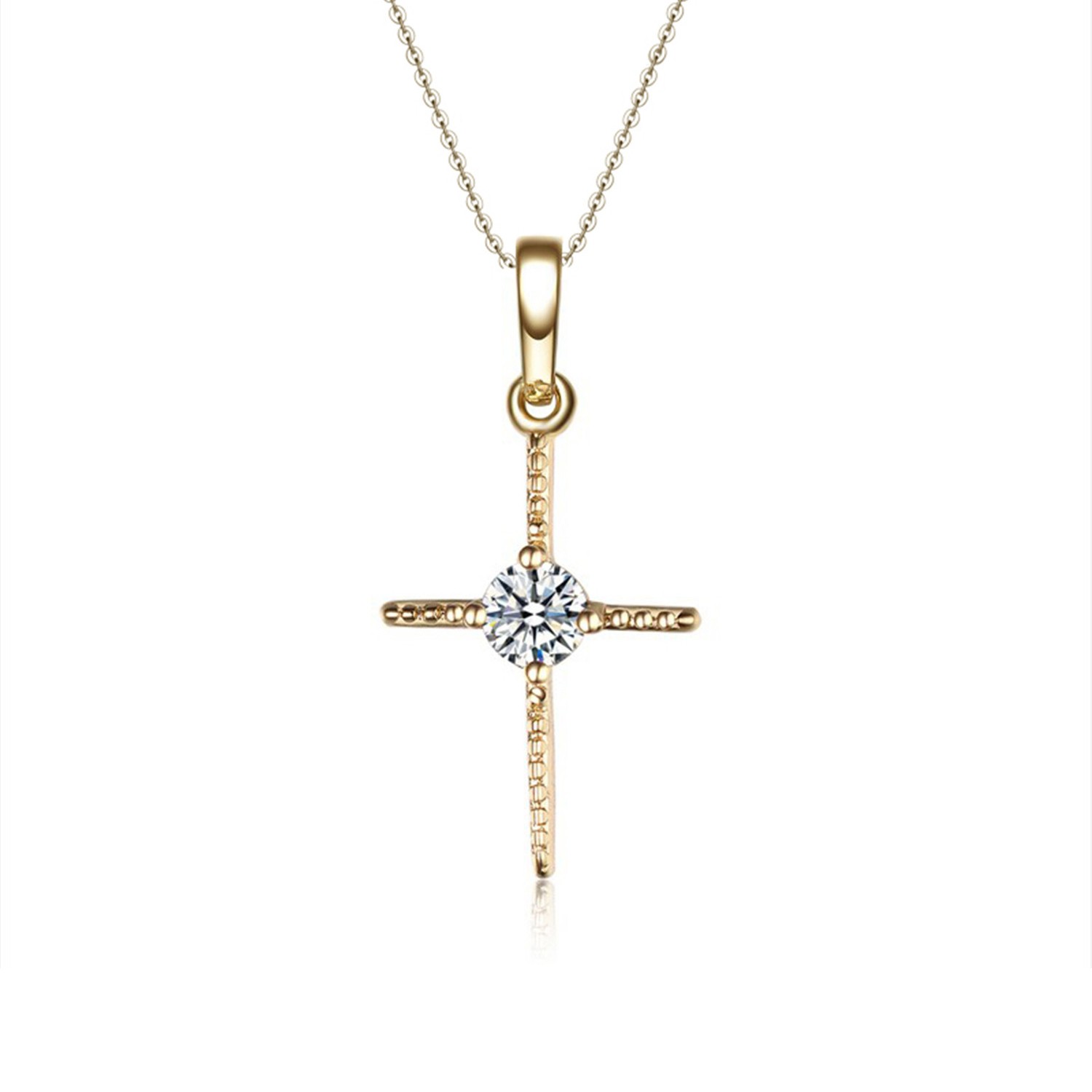 Luxurious 925 sterling silver gold plated pendant necklace women jewelry hot sale cross necklace 