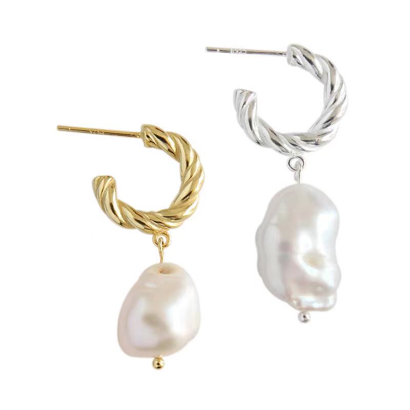 Fine jewelry earrings sterling silver drop earrings pearl silver earrings(图5)