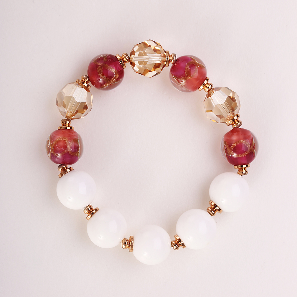 Charm Beautiful Red Lady Glass Quality Bead Bracelet Lady Birthday Gift Gift Elegant Luxury Bracelet(图1)
