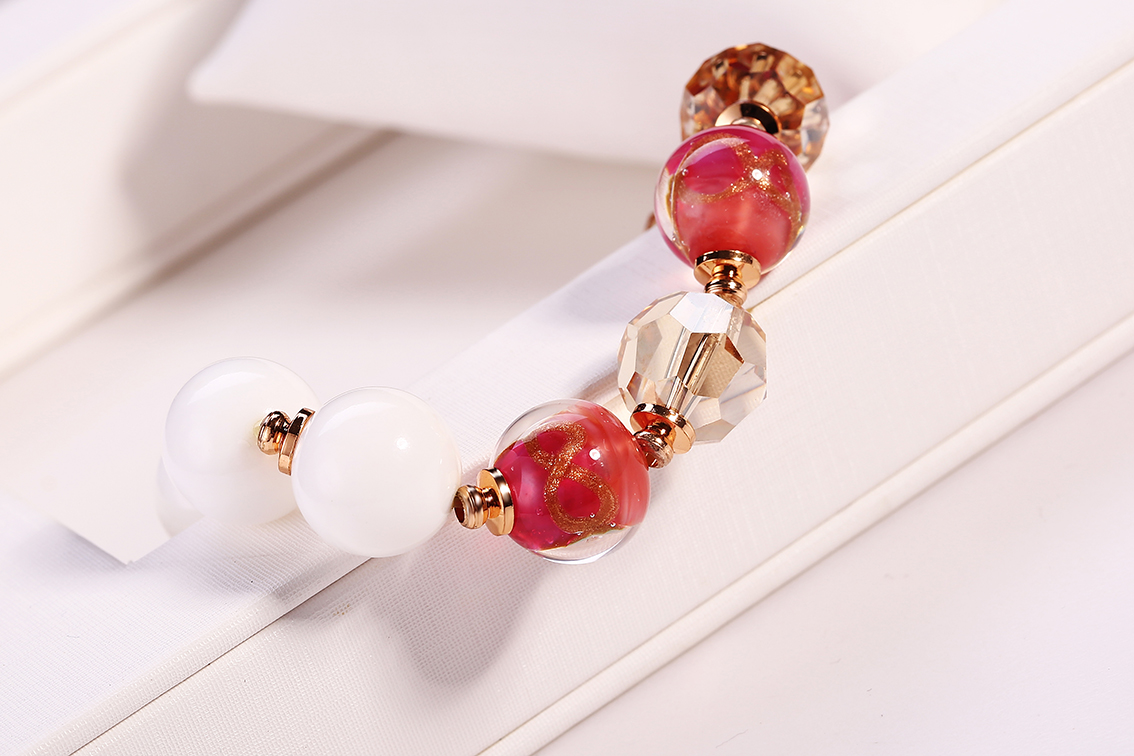 Charm Beautiful Red Lady Glass Quality Bead Bracelet Lady Birthday Gift Gift Elegant Luxury Bracelet(图4)