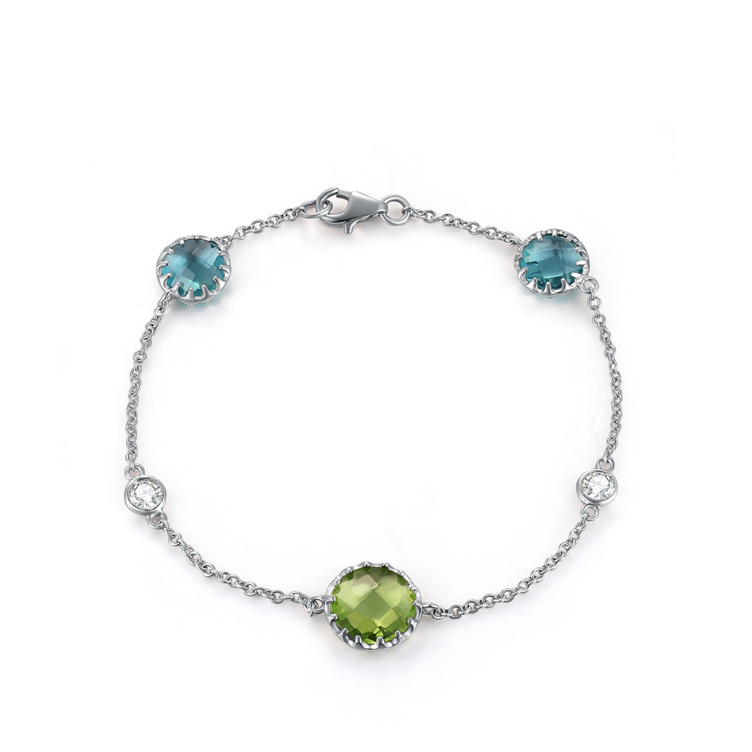 Factory wholesale 925 sterling silver jewelry gemstone bracelet cubic zirconia charm party women girl bracelet