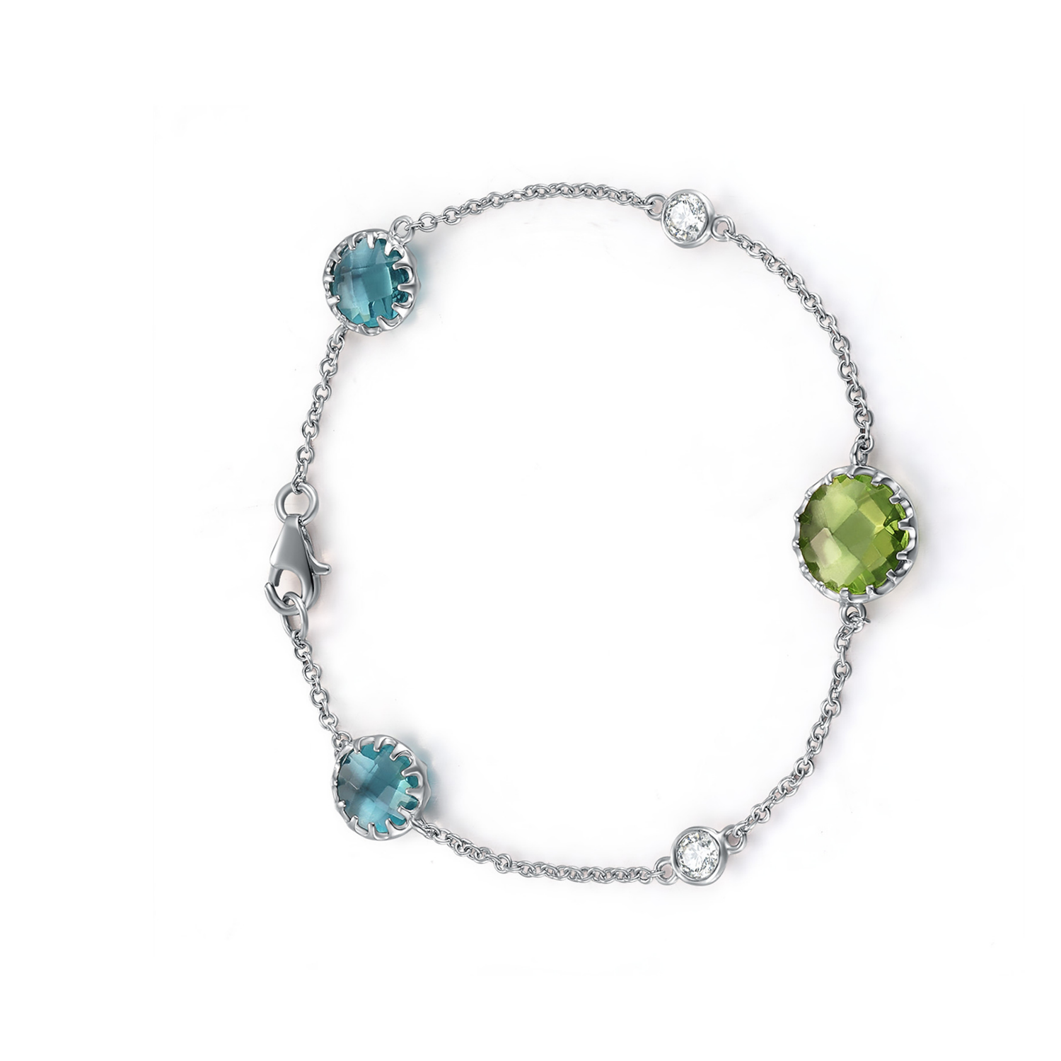 Factory wholesale 925 sterling silver jewelry gemstone bracelet cubic zirconia charm party women girl bracelet
