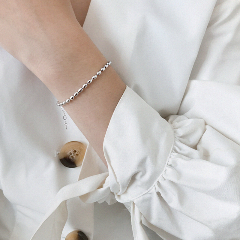 Stylish simple style sterling silver gold - plated beaded bracelet(图6)