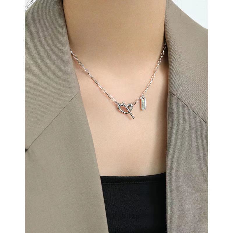 Wedding Anniversary Fashion Gold Silver Sex Heart Lock Sterling Silver 925 Gold Necklace(图4)
