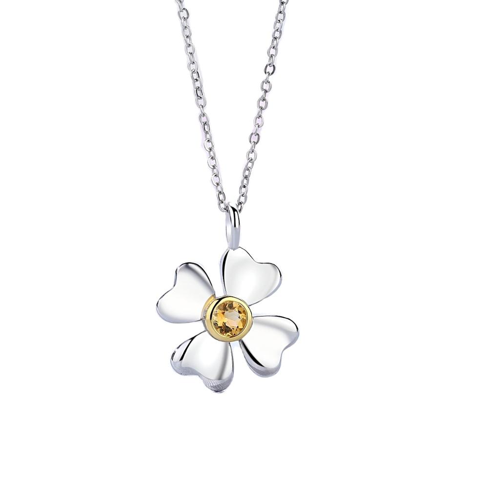 Popular simple  925 Sterling Silver Four Leaf Clover flower Pendant Necklace jewelry(图3)
