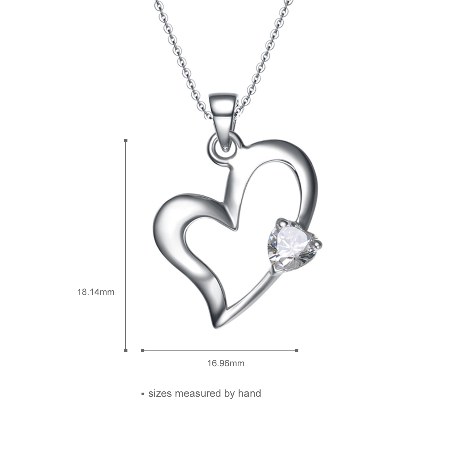 Jewelry Wholesale Women Necklace Wedding 925 Sterling Silver Cubic Zirconia Heart Pendant Necklace(图5)