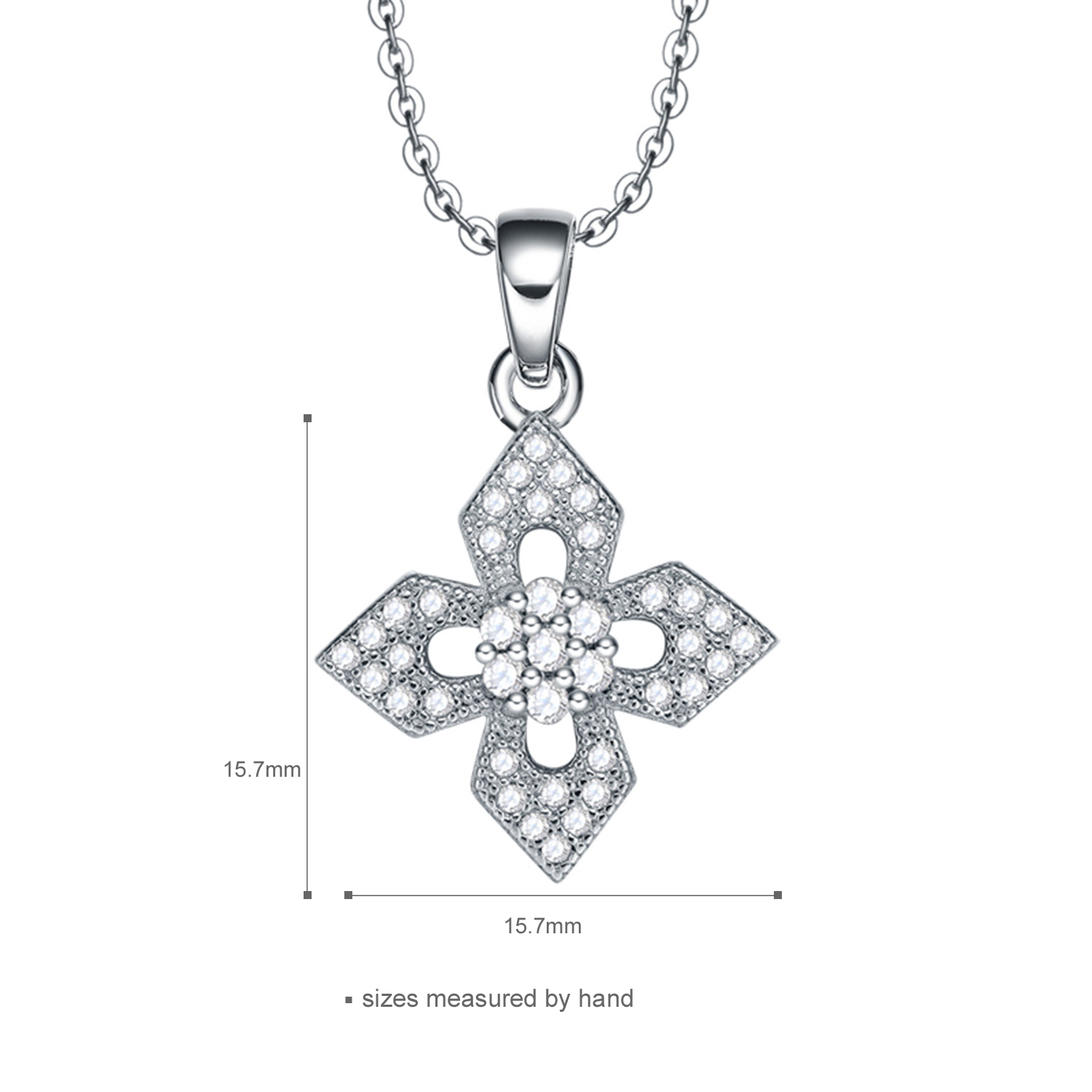 Fashion Women 925 Sterling Silver  Cross Chain Cubic Zirconia Pendant Necklaces jewelry(图2)