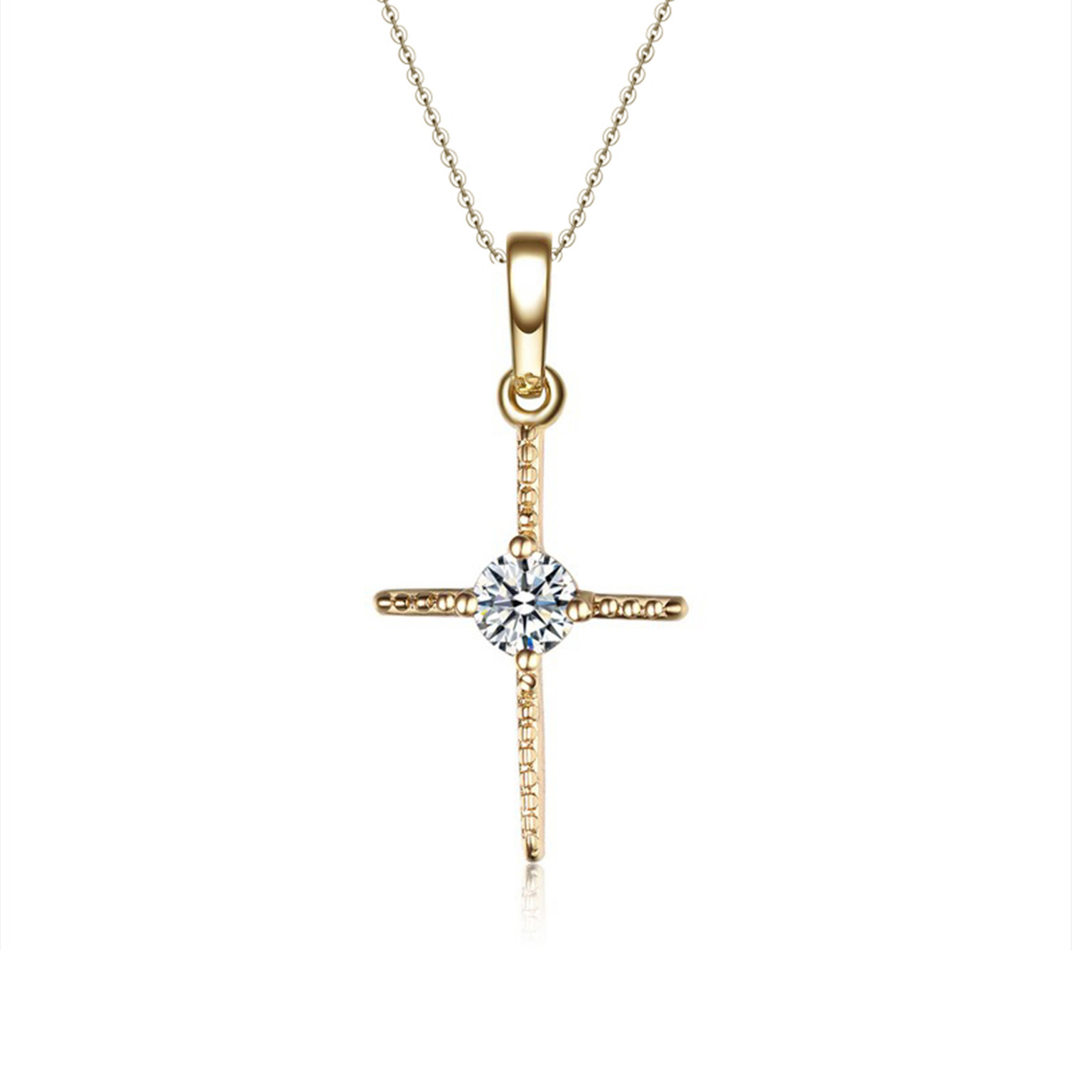 Luxurious 925 sterling silver gold plated pendant necklace women jewelry hot sale cross necklace (图3)