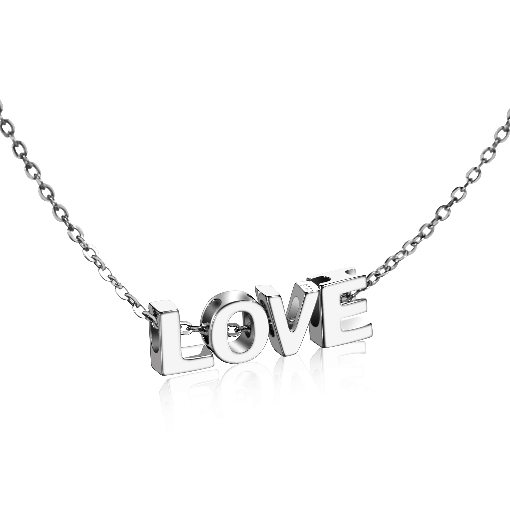 Personalized Custom Initials and Letters Necklace 925 Sterling Silver Rhodium Plated Jewelry