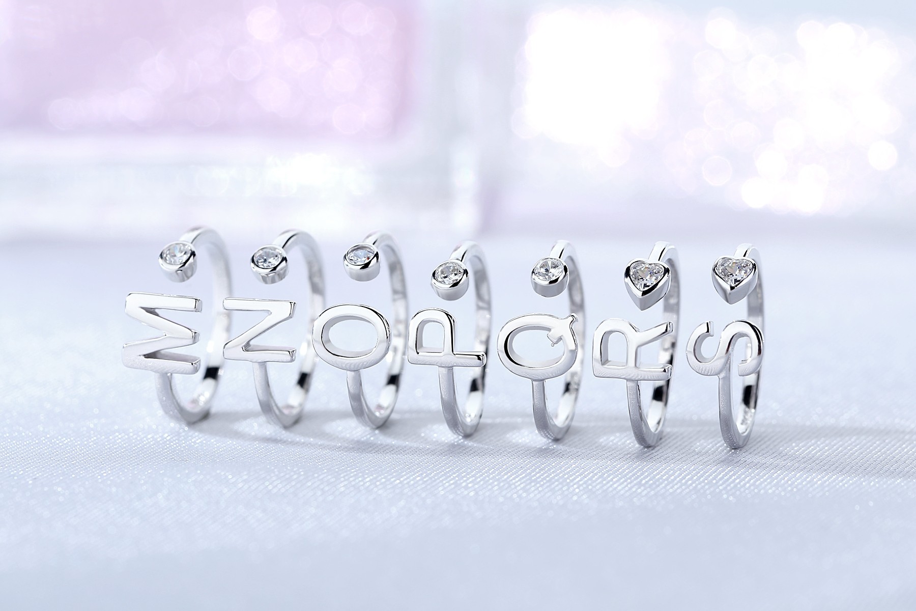 Adjustable 925 Sterling Silver Rings Simple Initials and Letters Rings Unisex A-Z