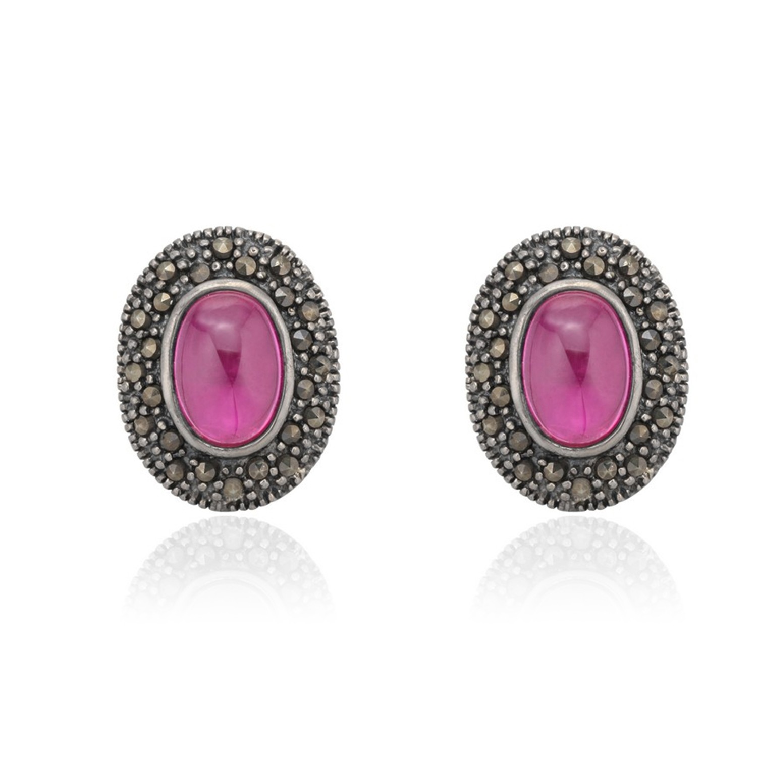 Marcasite 925 sterling silve vintage stud earrings Stone Zircon Fine Jewelry Manufacturer 