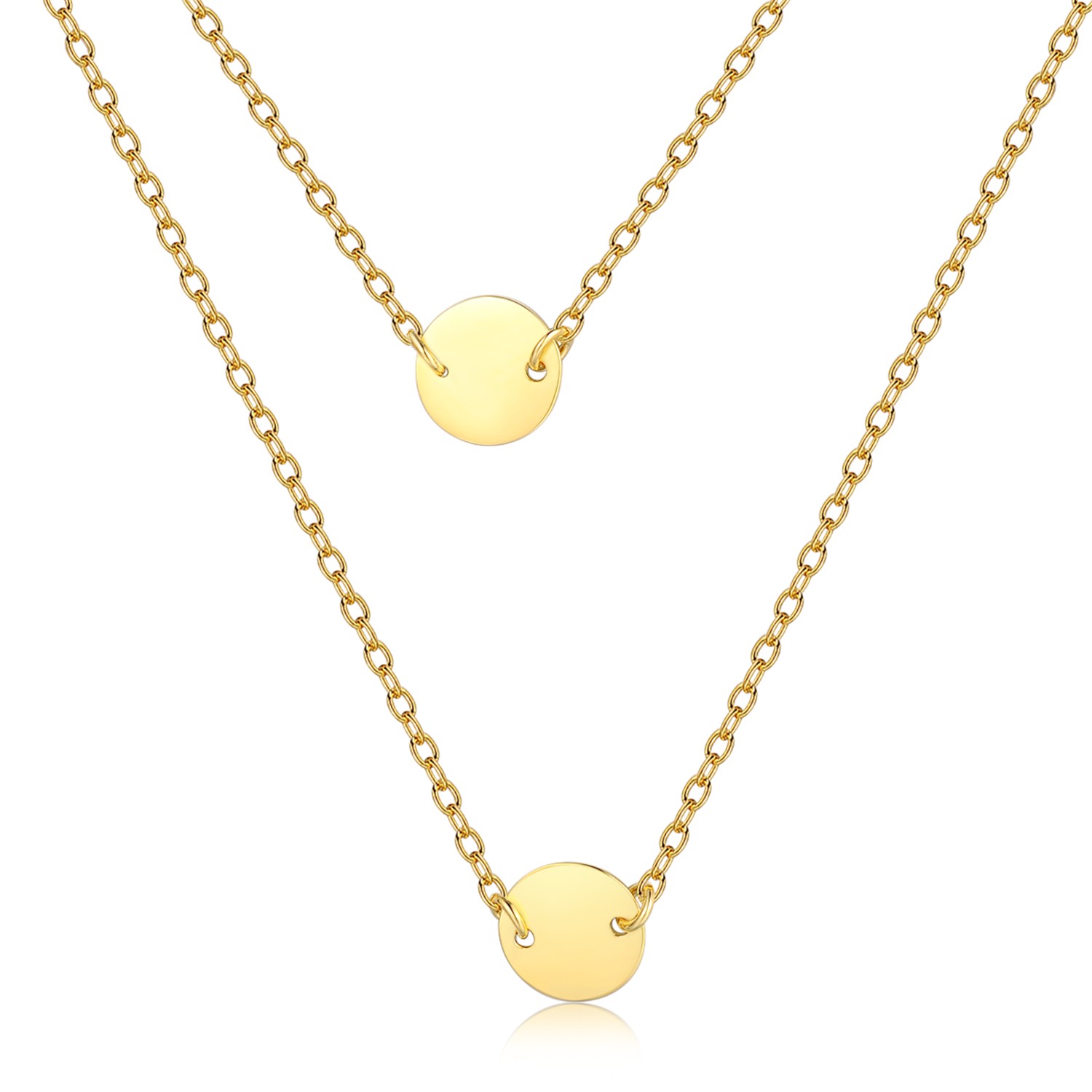 18K Gold plated chain necklace Dainty Gold Choker Disc 925 sterling silver women jewelry necklace 