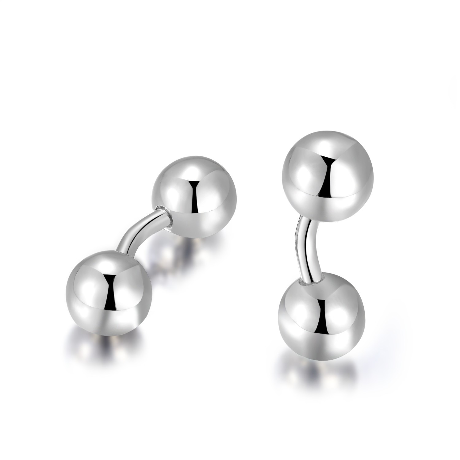 Simple Wholesale Blank 925 Sterling Silver Ball Custom Logo OEM/ODM Cufflinks