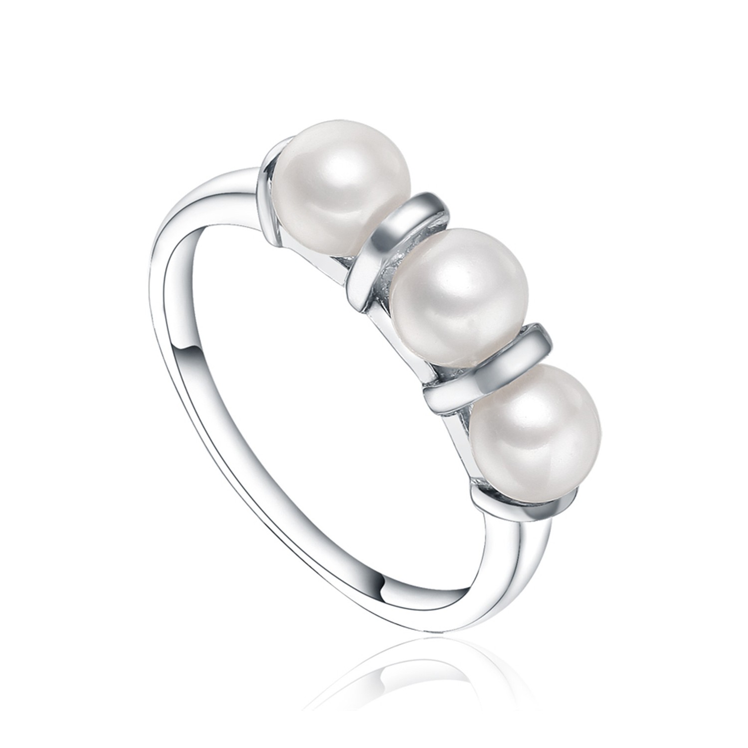 Wholesale Elegant 925 sterling Silver ring with pearl rhodium plated jewelry for women