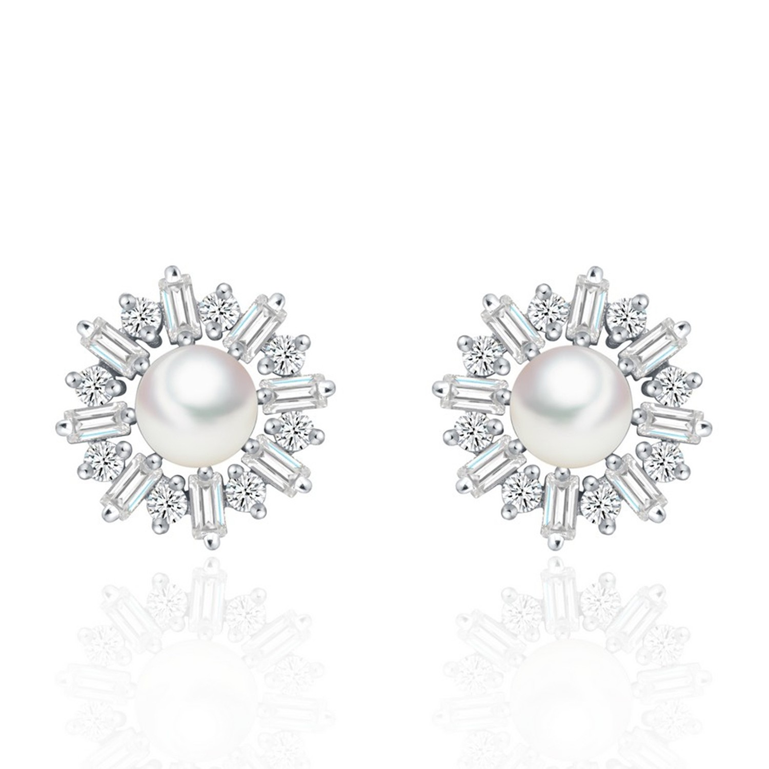 Star Harvest women pearl earring 925 silver flower women stud earrings jewelry pearl earrings