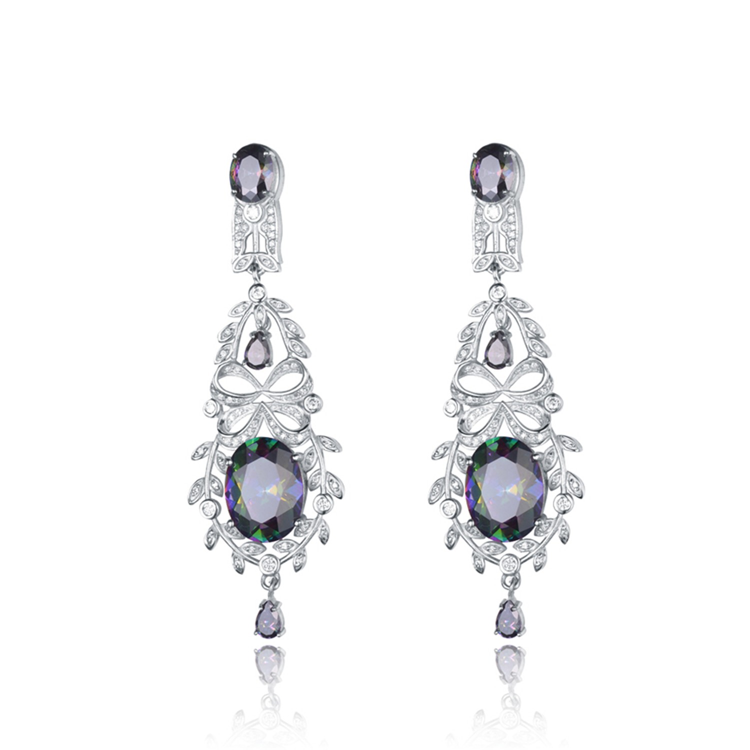 Cubic Zirconia jewelry silver plated earrings women hot sale drop earrings