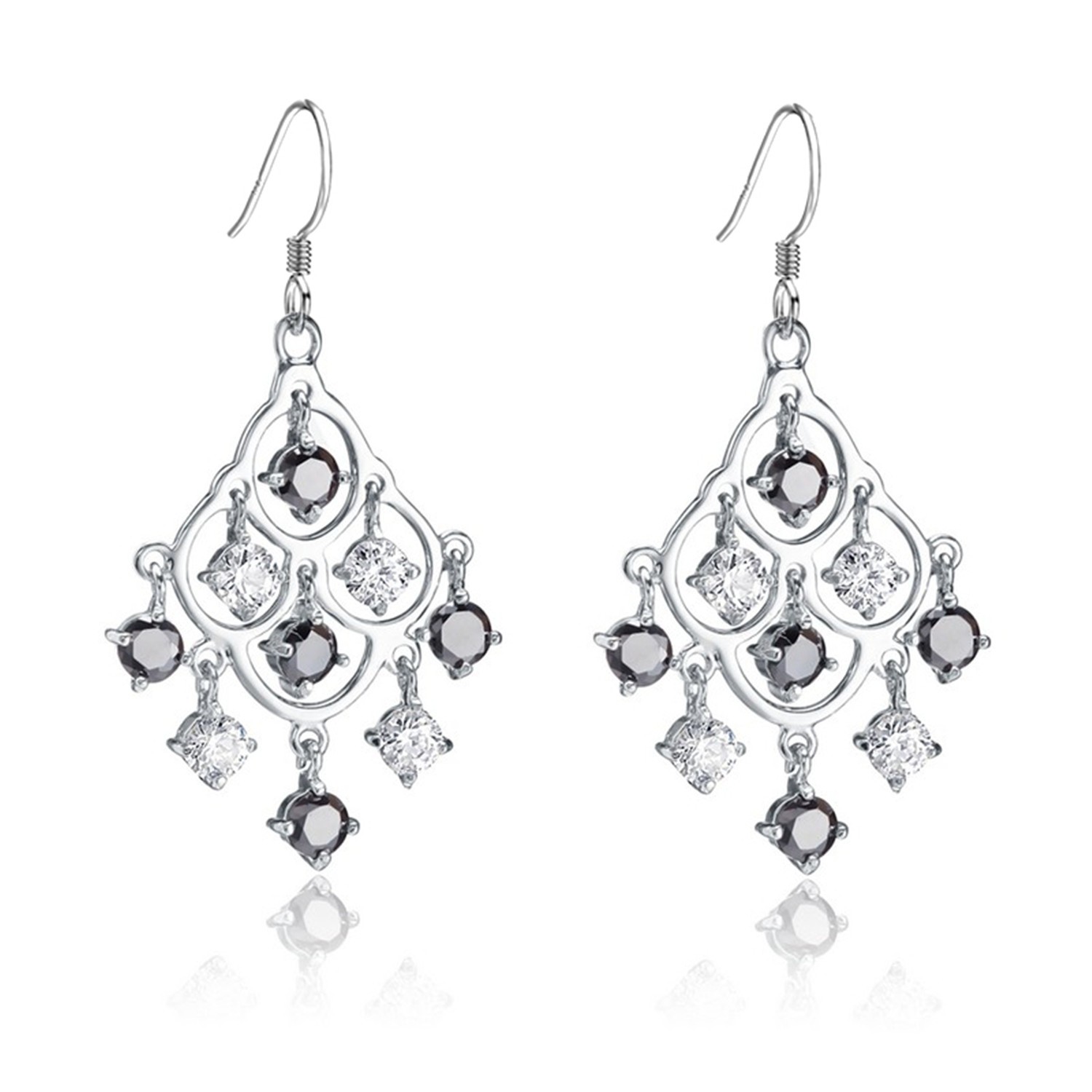 Women elegant 925 sterling silver hook earring pendant drop earrings wedding jewelry