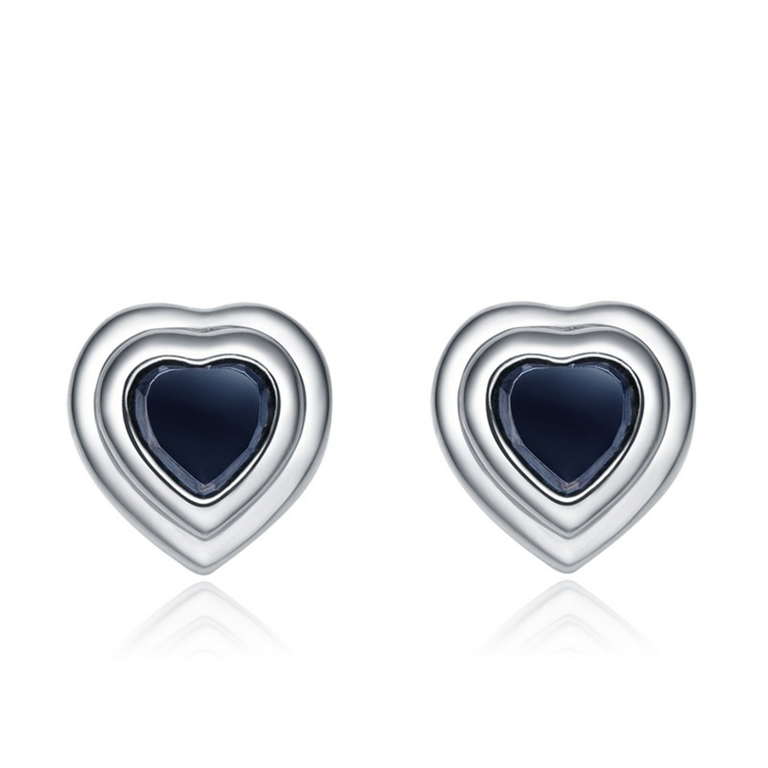 Jewelry Manufacturer 925 sterling silver rhodium plated cz heart stud earrings jewelry women