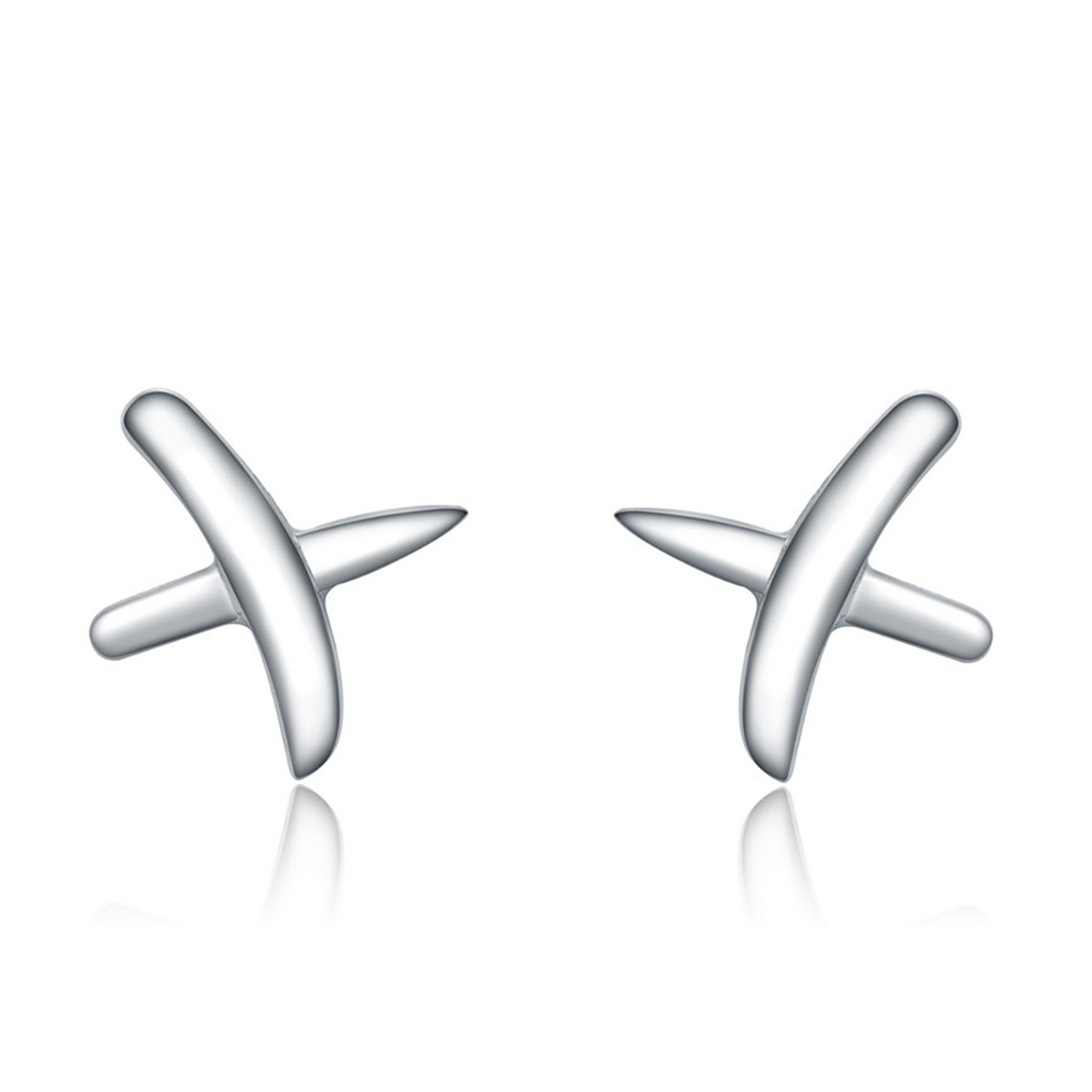 OEM Trendy Sterling Silver Cross Stud Earrings Rhodium Plated Cross Charm Earring
