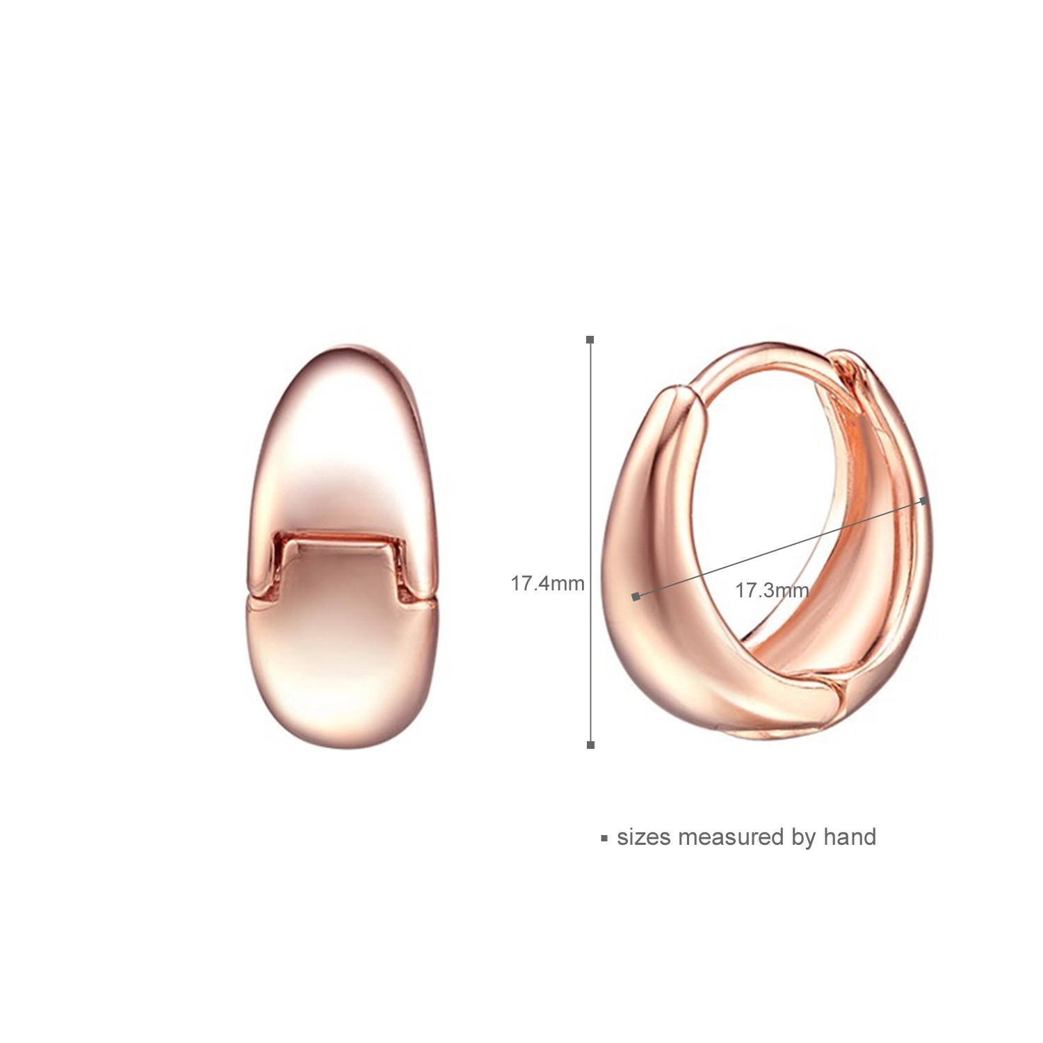  simple 925 sterling silver rose gold plated hoop earrings pure color earrings women jewelry