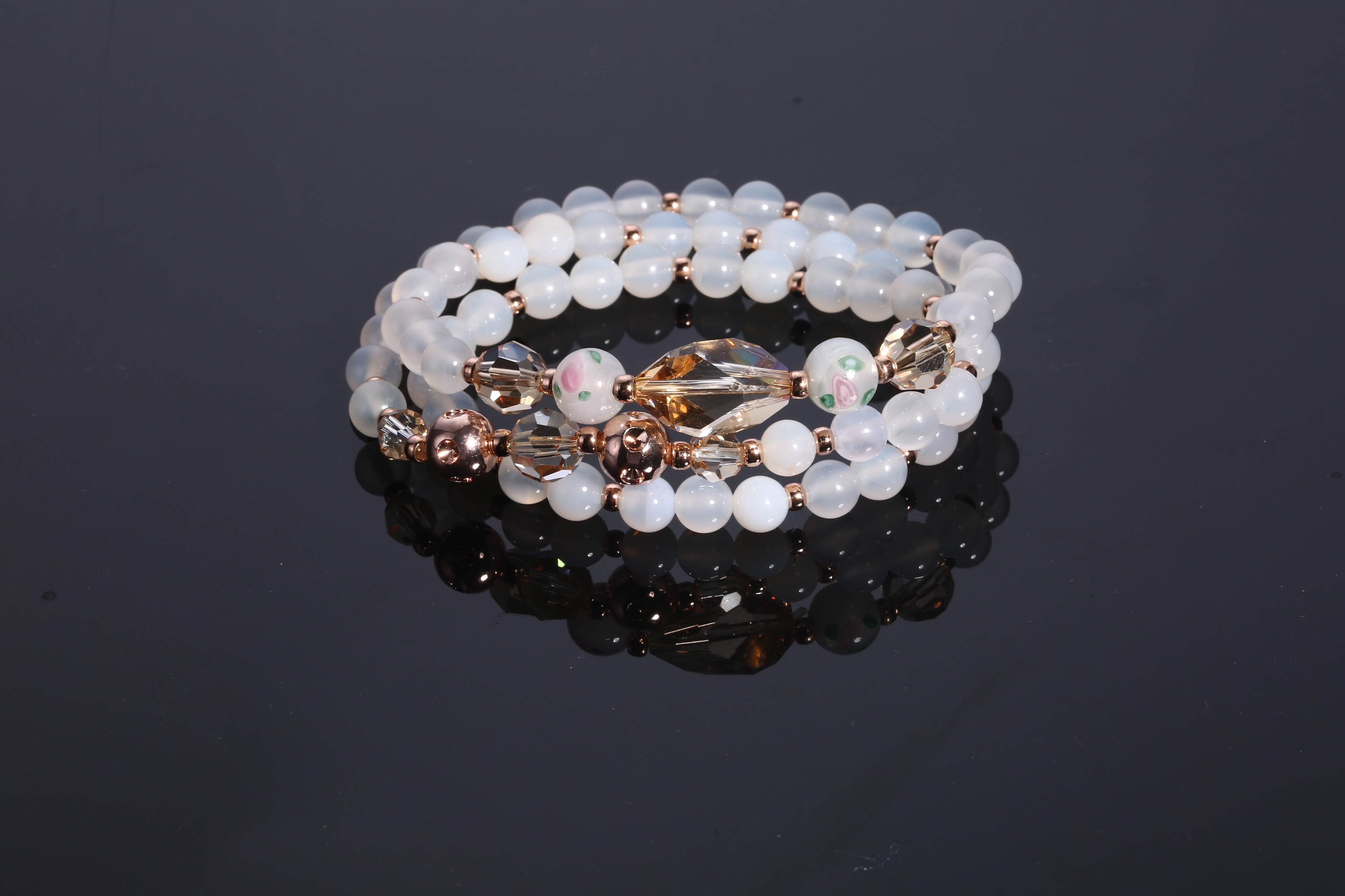 Stone Jewelry White Lady Glass Quality Beads Bracelets High Quality Stone Jewelry Factory Women 