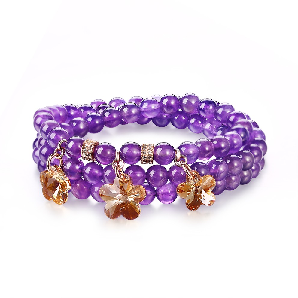  Purple Glass Quality Beads Bracelets Women Jewelry Birthday Gift High Quality Beads Bracelet