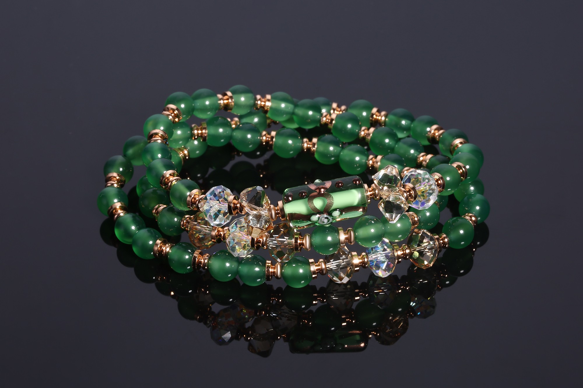 Green Glass Quality Beads Bracelets Women Jewelry Present Gift Wholesale Factory Beads Bracelets
