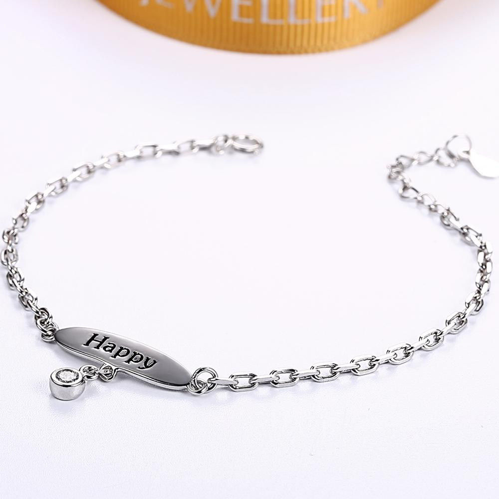 Simple Personlzied 925 sterling silver Bracelet Girls Child Clear CZ Bracelets bangle jewelry