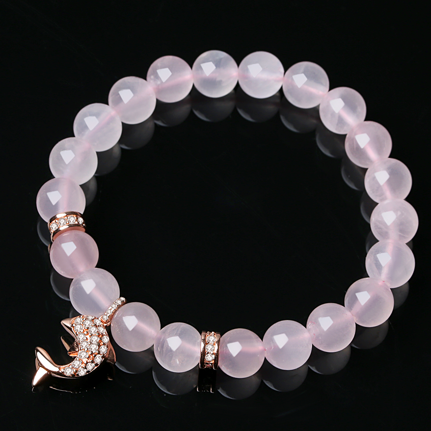 Pink Crystal 925 sterling silver Bracelet Girls CZ Cute Dolphin Pendant Bracelets bangle jewelry