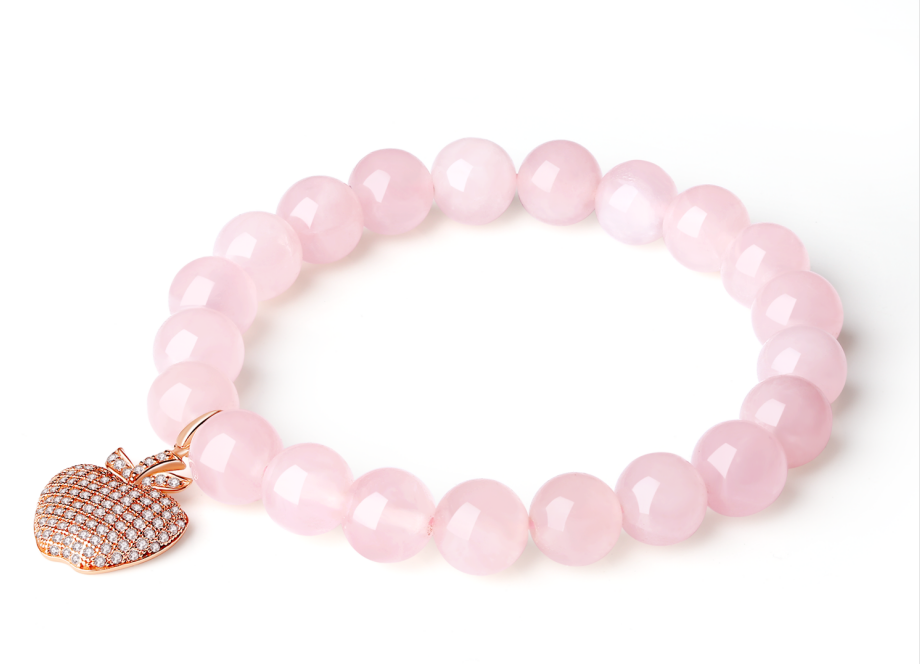 Bracelet Women Jewelry Pink Crystal Beads Bracelet Gold Apple Pendant beaded bracelets
