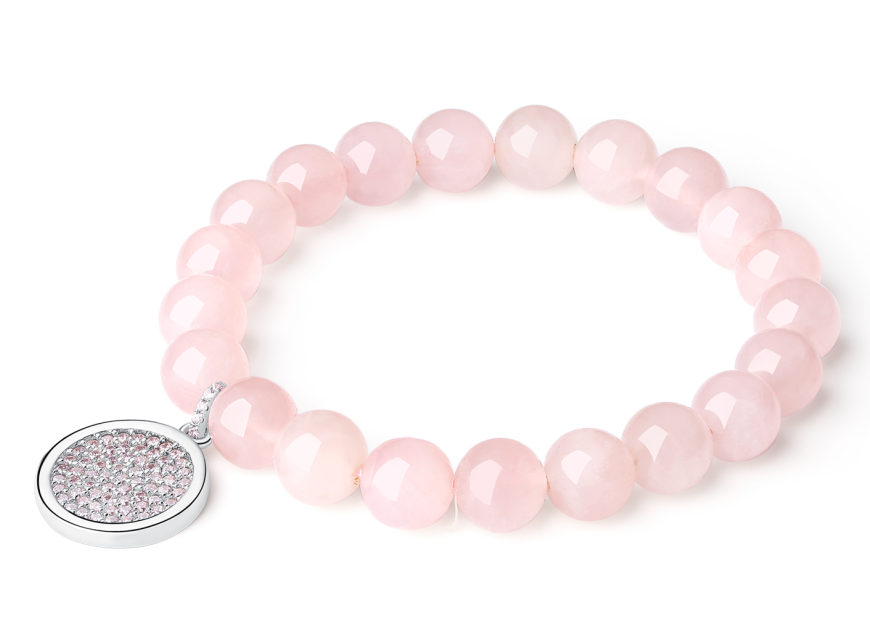 High quality Beads Bracelet Women Jewelry Pink Beads Round CZ Pendant beaded braclets