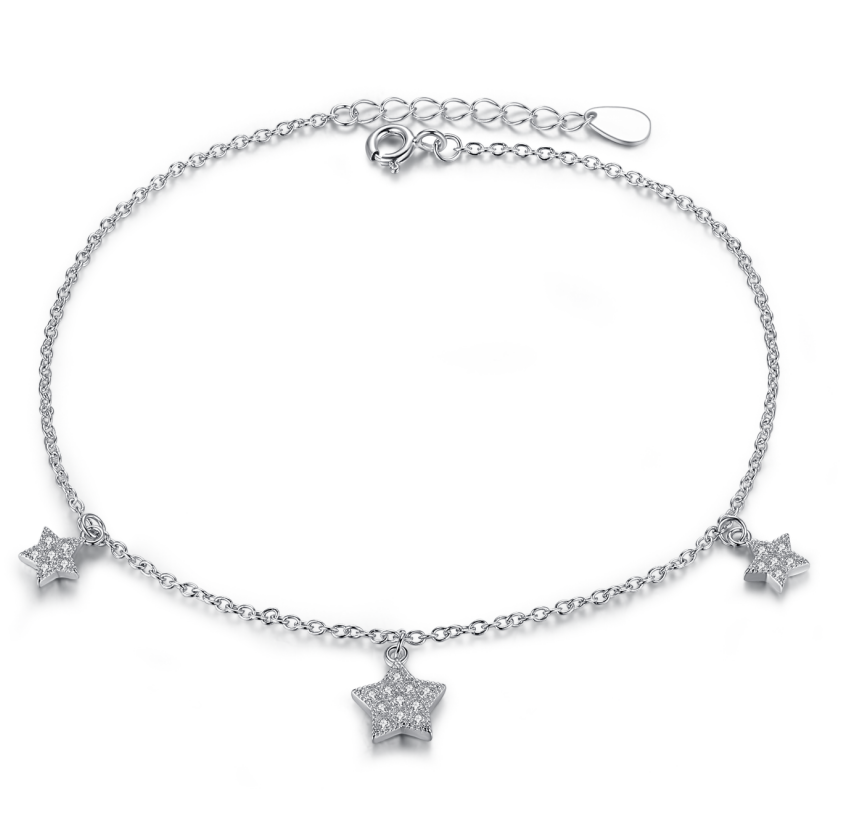 Factory Star Anklet,925 Sterling Silver Charms Anklet Bracelet for Women Beach, Casual