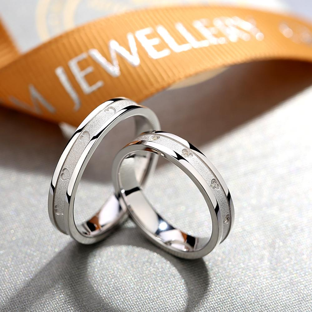 Ring Set Sterling Silver Wedding His Engagement Her Band Rings Set 