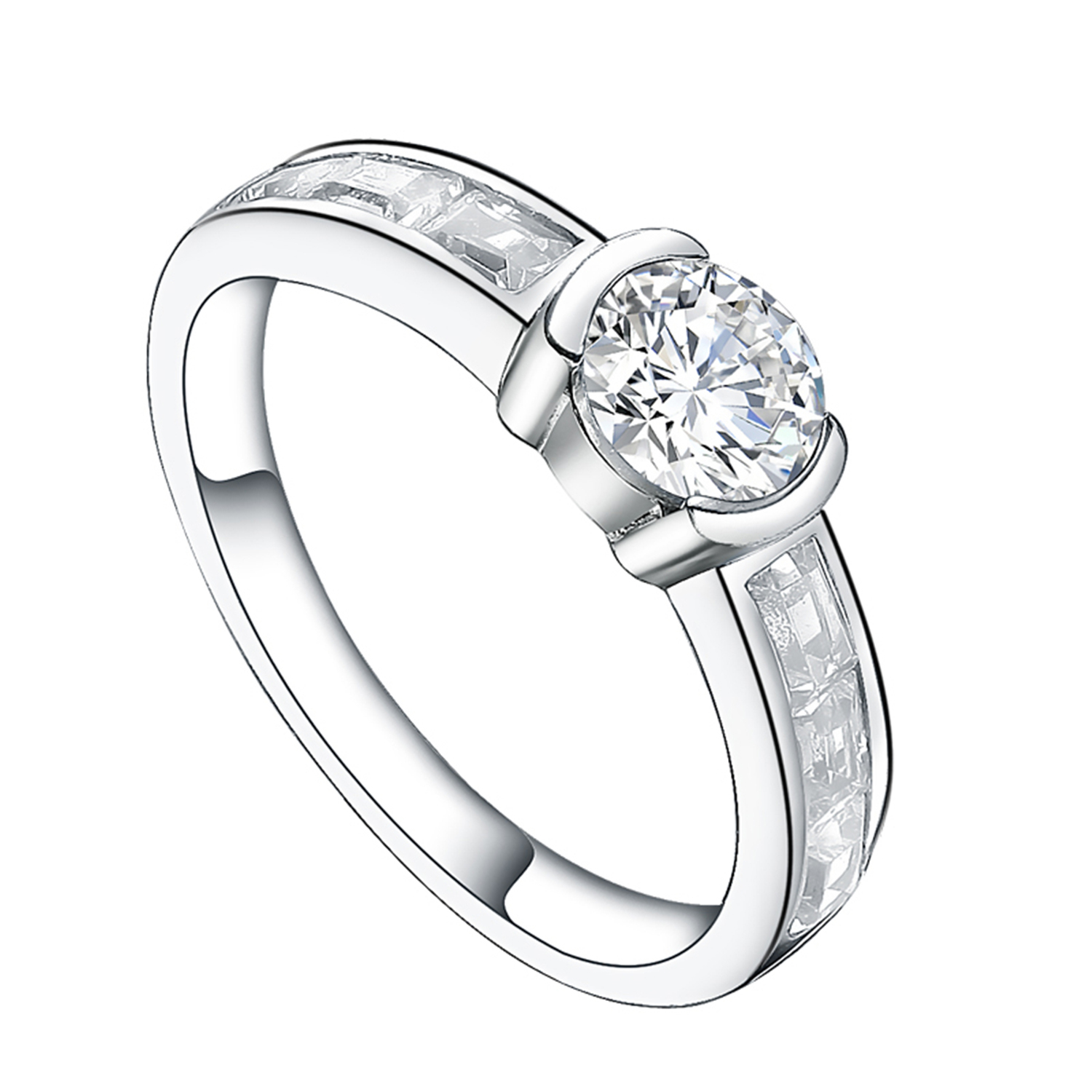 Elegant Simple Rings 925 Sterling Silver Wedding Engagement Jewelry Custom Logo Design Rings
