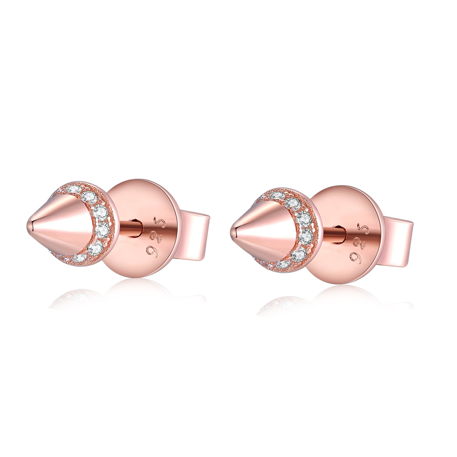 Rose Gold Plated Studs Earrings Women Fashion Wholesale 925 Silver Jewelry