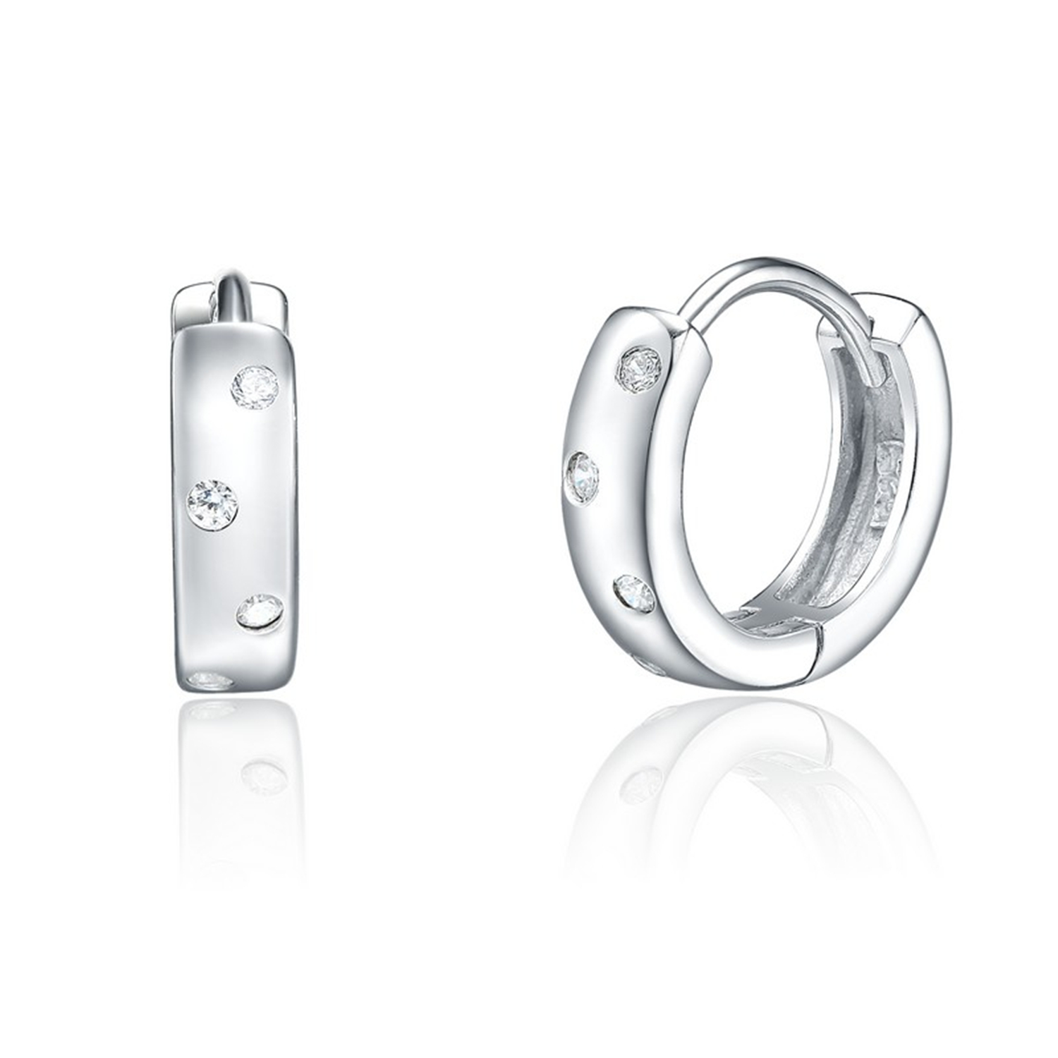 Hoops Cubic Zirconia Earring Jewelry 925 Sterling Silver Rhodium Plated Hoop Earrings