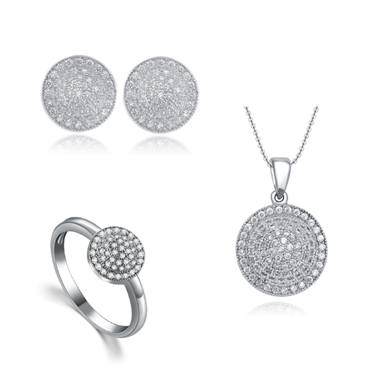 Pendant Earrings Rings Sets Jewelry 925 Silver Cubic Zirconia Women Fashion Necklace Jewelry Sets 