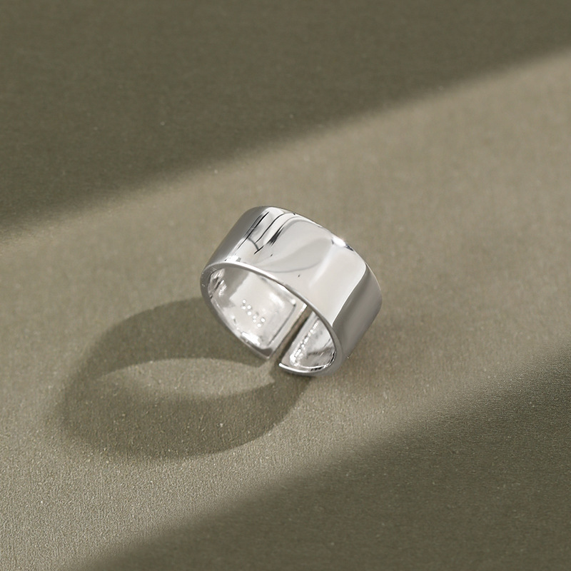 Minimalist simple adjustable women Rhodium plated 925 sterling silver chunky napkin rings