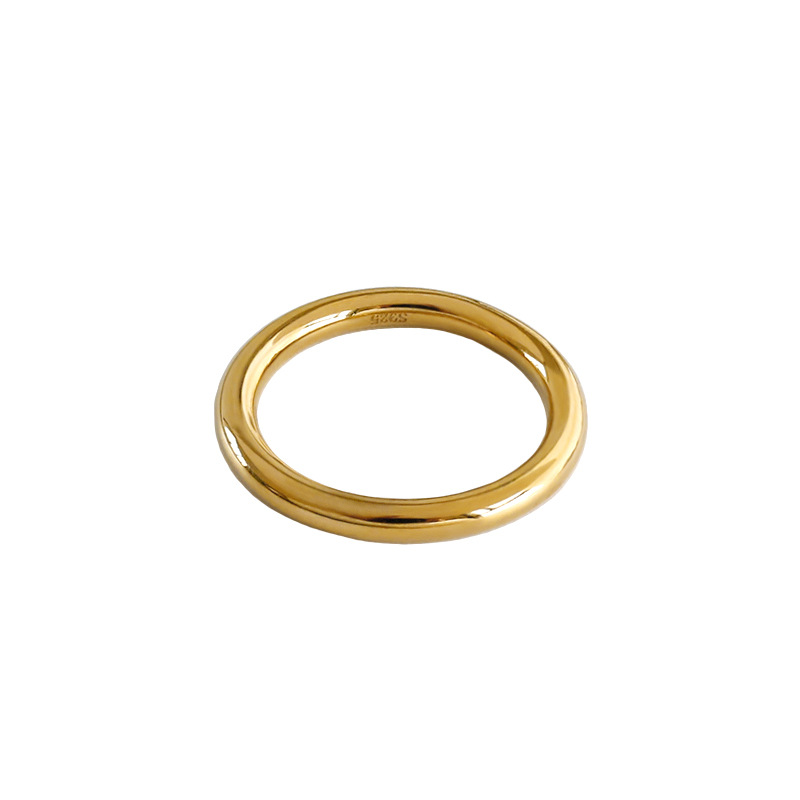 New Trendy Minimalist Gold plated 925 sterling silver plain ring for women girl