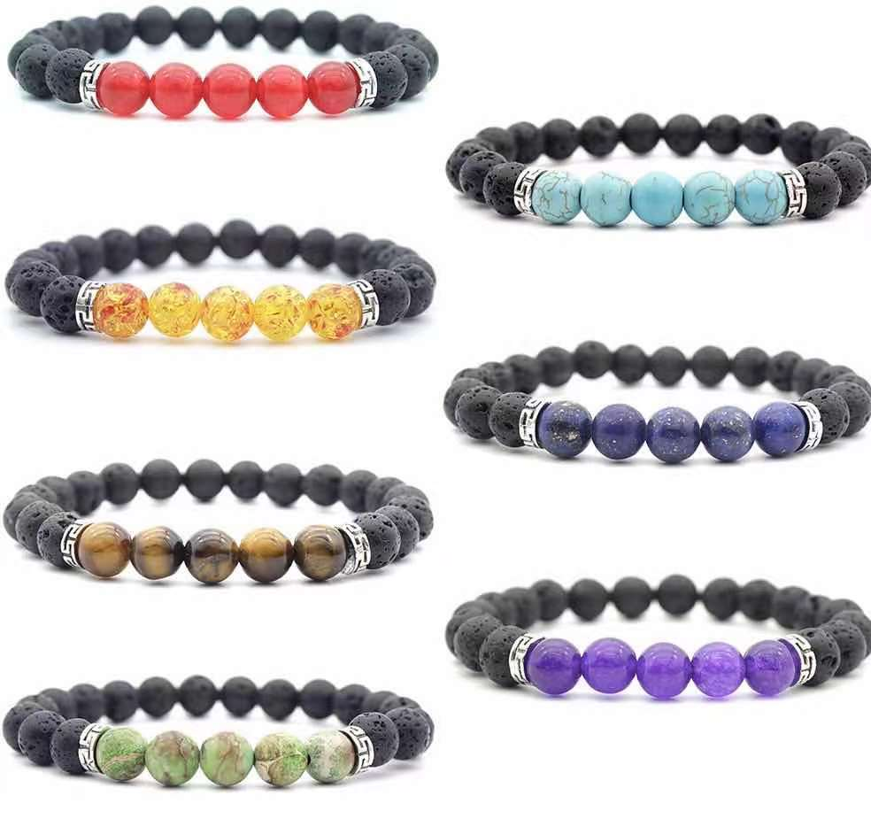 Modern Multicolor Lava Stone 8mm Beads Men And Women Wholesales Beaded Braclets
