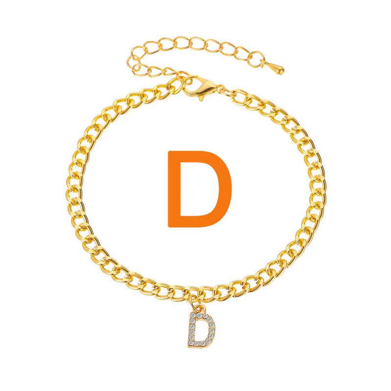  18K Gold Plated Women Custom Letter Personalized Name Jewelry Cuban Chain Anklet